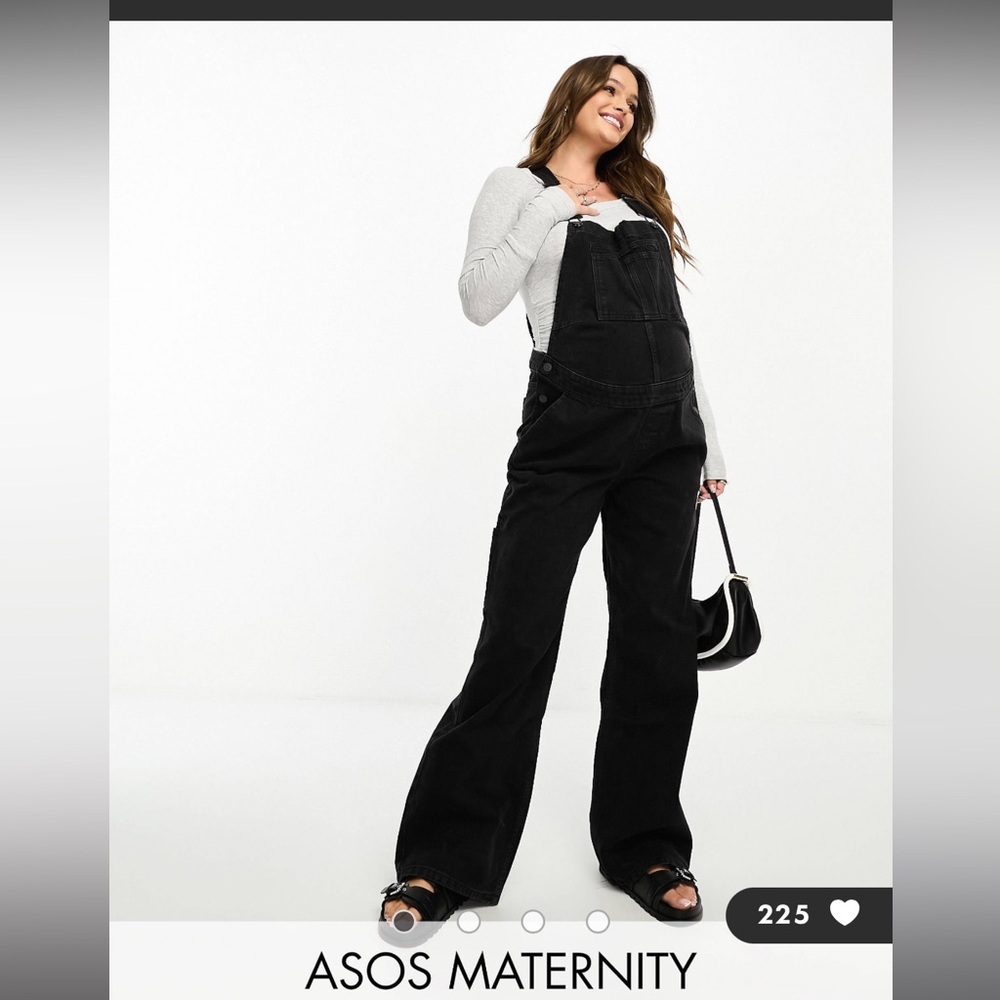 ASOS DESIGN Maternity denim overalls in black